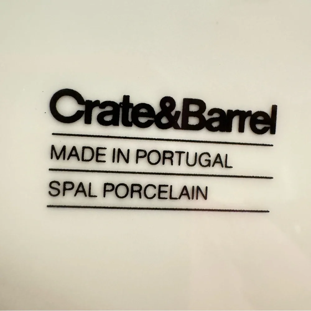 Lot of 2 Crate & Barrel Spal Porcelain Roulette Blue Trim 9” Soup Bowls